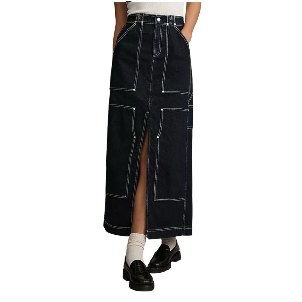 Pilcro Carpenter Front-Slit Maxi Skirt size 6 sold out -Anthropology dark denim